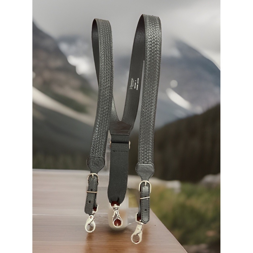 Nocona Belt Co. Mens Basketweave Embossed‎ Leather Suspenders N8512401  X